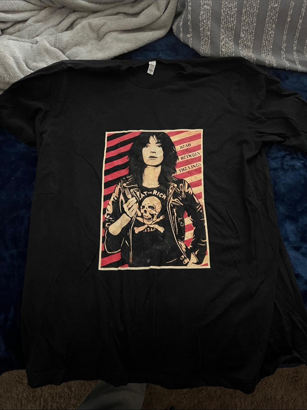 2/$40 Graphic eat the rich Patti Smith Tee with Red & Cream NWOT